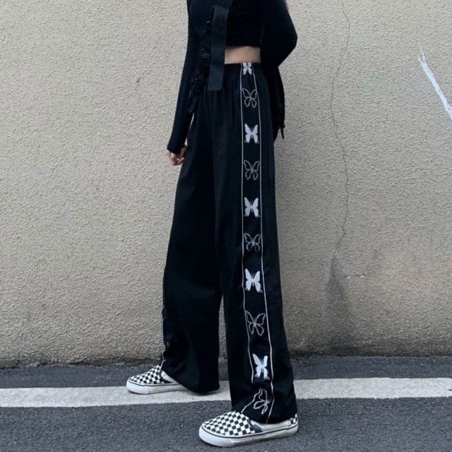 Tie-dyed High-waist Pants for Female Students Loose Fried Street Slim Straight Wide-leg Tide Sports
