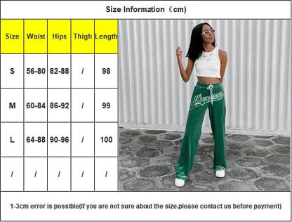 Velvet Wide Leg Pants High Waist Green Harem Trousers Female Autumn Clothes Loose Sport Wear