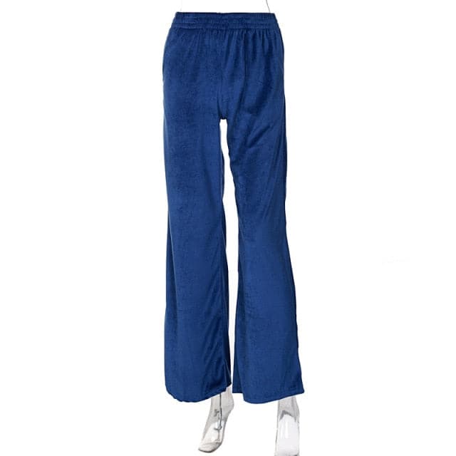 Velvet Wide Leg Pants High Waist Green Harem Trousers Female Autumn Clothes Loose Sport Wear
