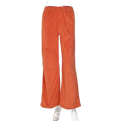 Velvet Wide Leg Pants High Waist Green Harem Trousers Female Autumn Clothes Loose Sport Wear
