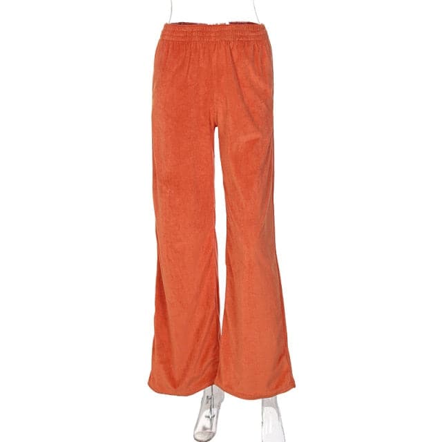 Velvet Wide Leg Pants High Waist Green Harem Trousers Female Autumn Clothes Loose Sport Wear