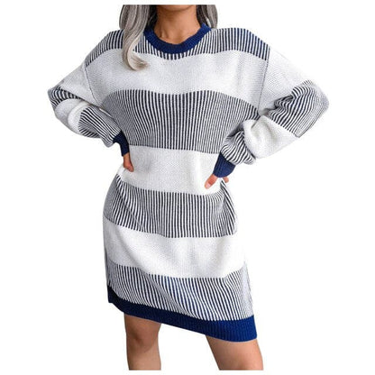 Loose Knitted Round Neck Sweater Dress
