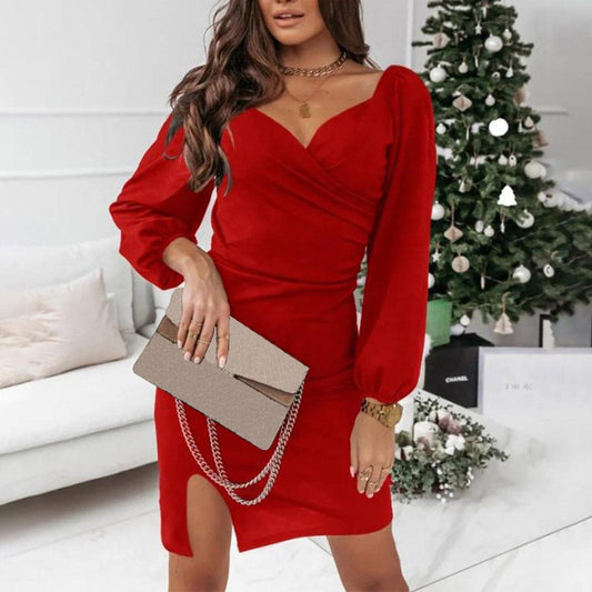 Mini Dress Long Sleeve Dresses Button Down Slim Knit Party Club Dress