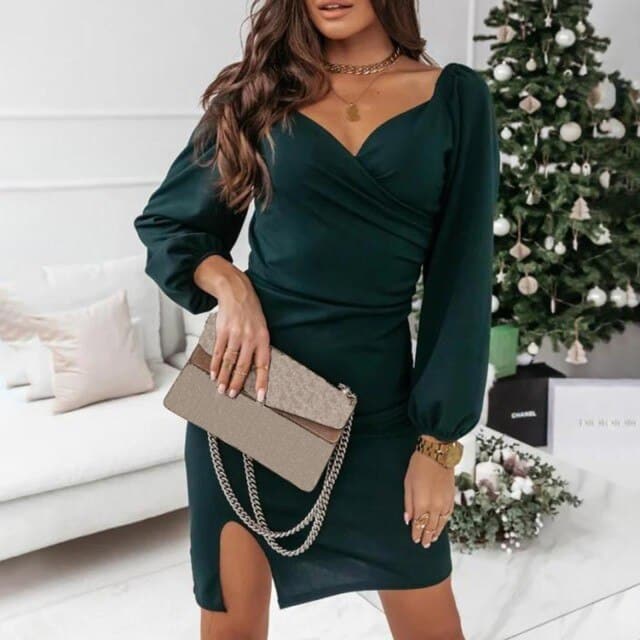 Mini Dress Long Sleeve Dresses Button Down Slim Knit Party Club Dress