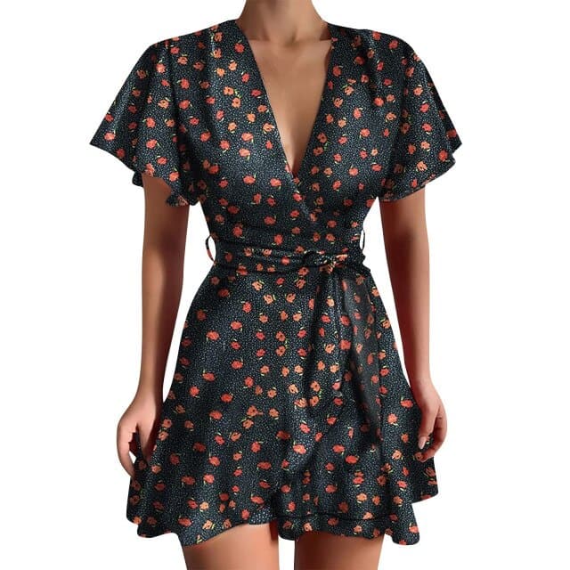 Butterfly Sleeve Short Mini Dress