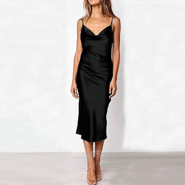 Color Simulation Silk Slim Dress Banquet Halter a Line Mini Dress Wrap Sundress Robe