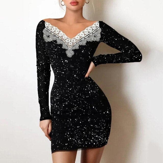 Mesh Sleeve Long Sleeve A-line Mini Dresses