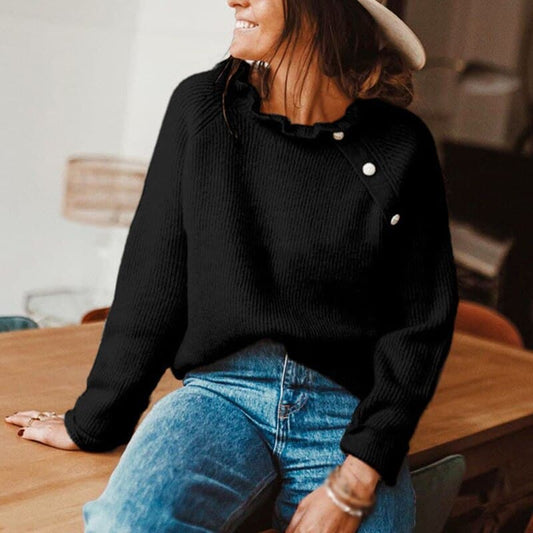Dressbetty - Sweater Spring Autumn Long Sleeve Basic Knitted Tops Loose Pullover White Khaki Sweaters for