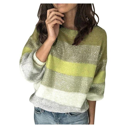 Dressbetty - Sweaters Korean Harajuku Loose Stripe Stitching Commute Jacquard Knitted Pullover Jumper