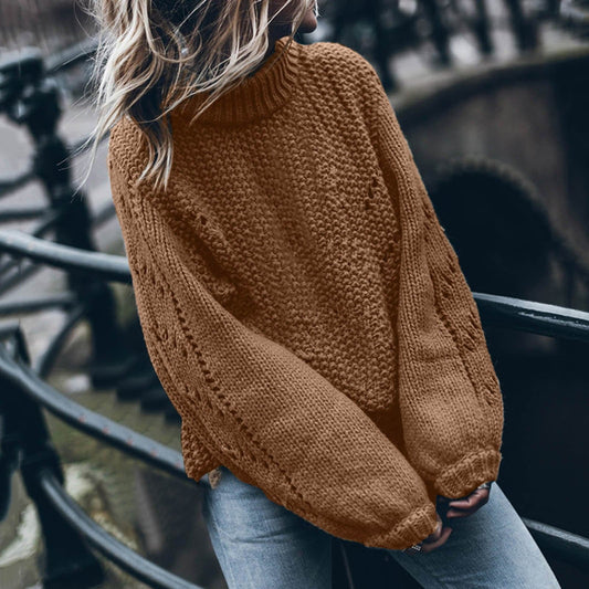 Dressbetty - Pullovers Round Neck Long Sleeve Hollow Hole Loose Sweater Pullovers Jerseys