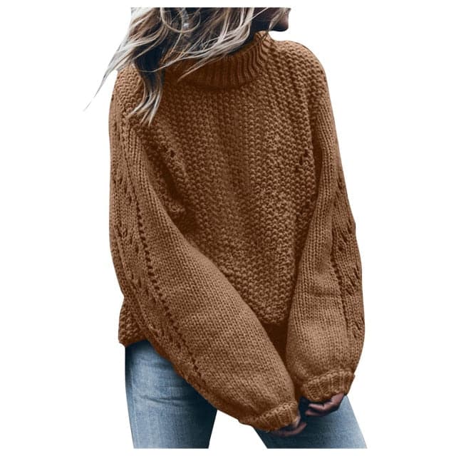Dressbetty - Pullovers Round Neck Long Sleeve Hollow Hole Loose Sweater Pullovers Jerseys
