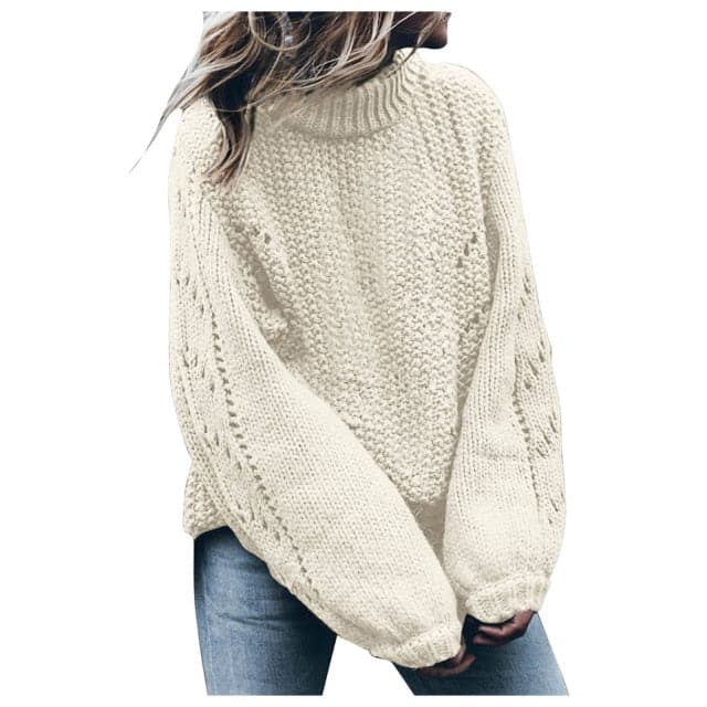 Dressbetty - Pullovers Round Neck Long Sleeve Hollow Hole Loose Sweater Pullovers Jerseys