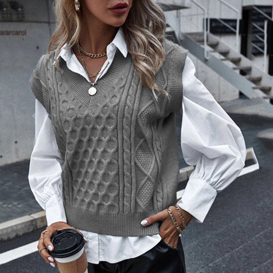 Dressbetty - Preppy Style Sleeveless Vest Sweater