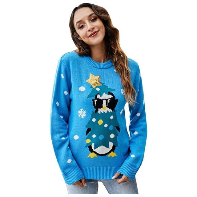 Dressbetty - Christmas Sweater Harajuku Knitted Little Penguin Cartoon Pullover O-neck Oversize Sweaters