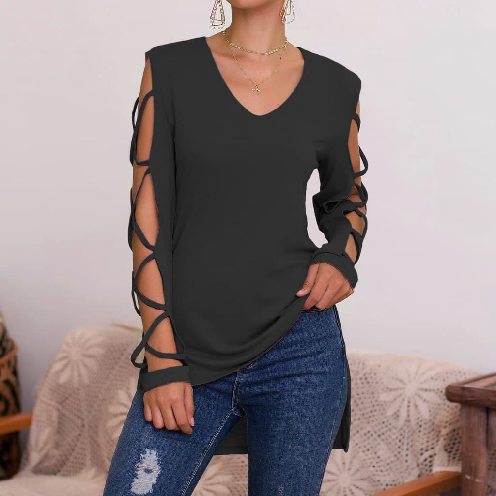 Long Sleeve Shirt Top V Neck Blouse Femme Blouses Tops and Blouses