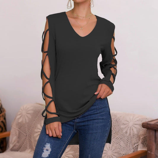 Long Sleeve Shirt Top V Neck Blouse Femme Blouses Tops and Blouses