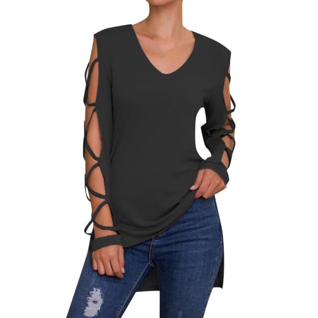 Long Sleeve Shirt Top V Neck Blouse Femme Blouses Tops and Blouses
