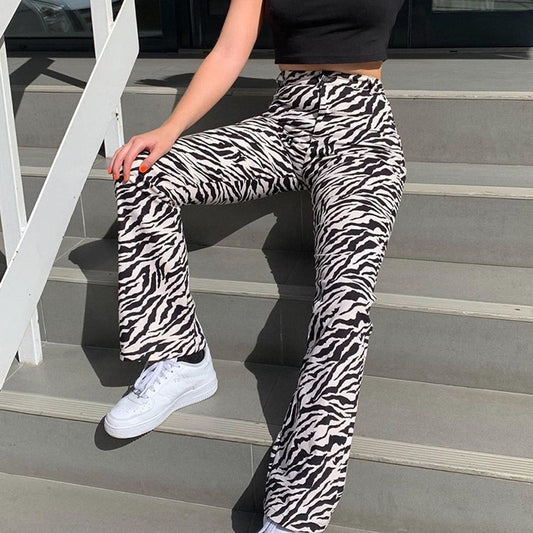 Fashionable Painted Pattern Jeans Pocket High Waist Straight Leg Pants Personalized Pants