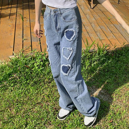 Y2k High Waisted Zip Straight Denim Pants Pure Color Oversized Pants With Pockets