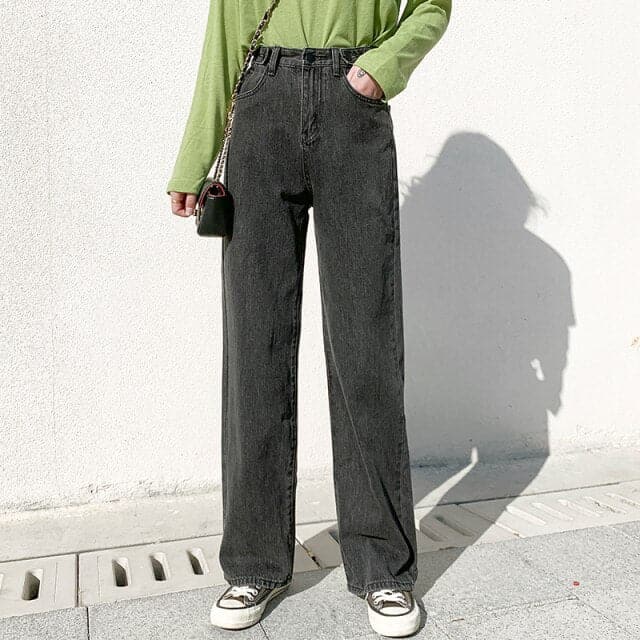 Woman Jeans High Waist Clothes Wide Leg Denim Clothing Blue Quality Harajuku Straight Pants