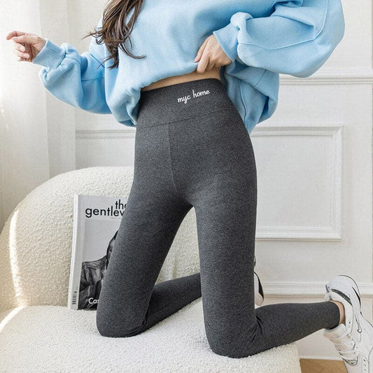 Plush Thickened Outer Wear High Waist Small Leg Pants