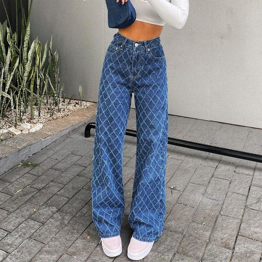 Woman Jeans Straight High Waist Pants