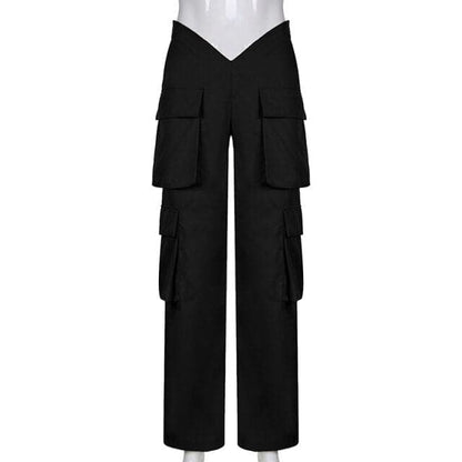 Pocket Cargo Black Pants Harajuku Clothes