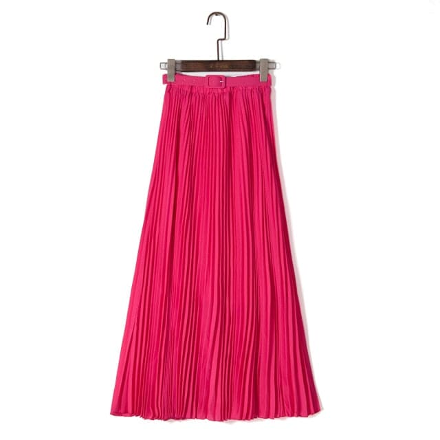 High Waist Pleated Maxi Skirts