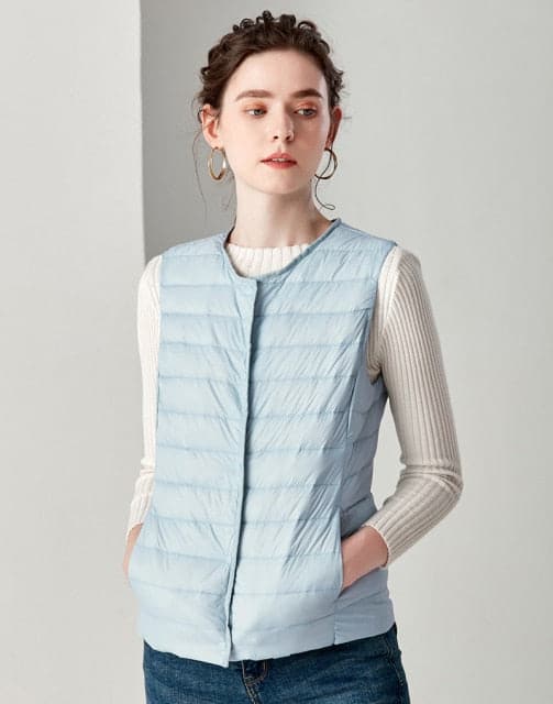 Dressbetty - Winter Weightless Round Collar Sleeveless Duck Down Coat
