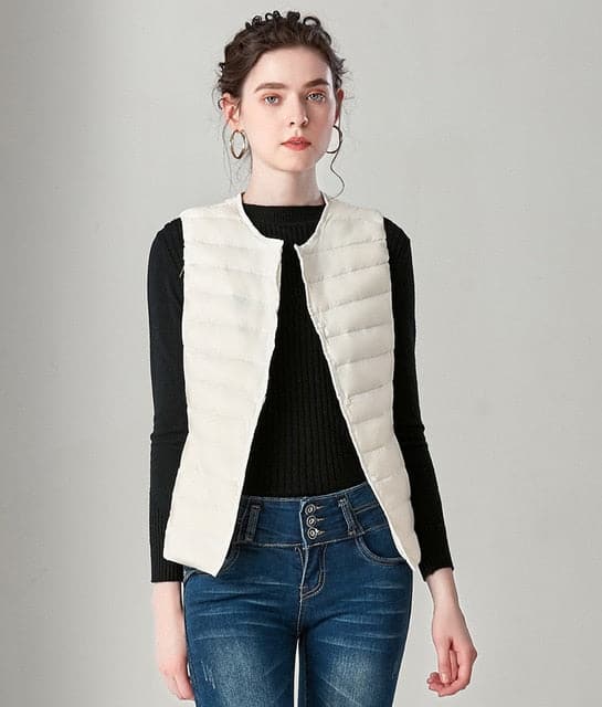 Dressbetty - Winter Weightless Round Collar Sleeveless Duck Down Coat