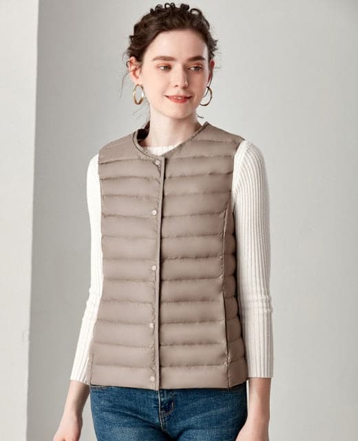 Dressbetty - Winter Weightless Round Collar Sleeveless Duck Down Coat