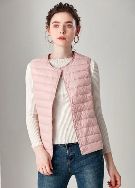 Dressbetty - Winter Weightless Round Collar Sleeveless Duck Down Coat
