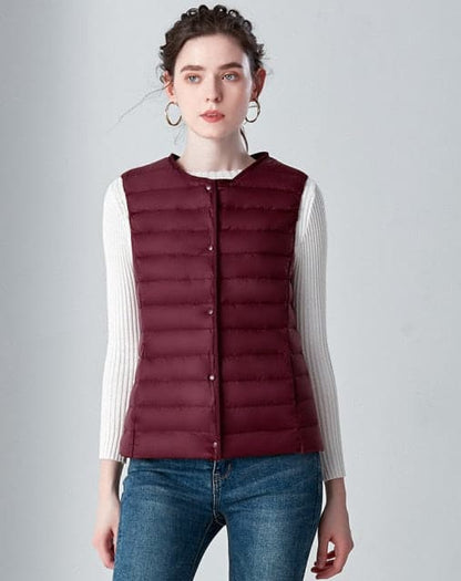 Dressbetty - Winter Weightless Round Collar Sleeveless Duck Down Coat
