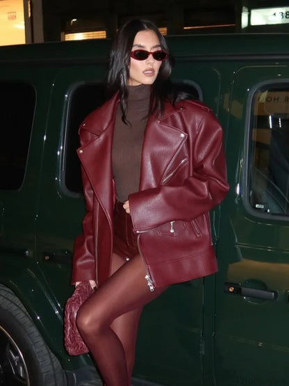 Pu Leather Double Zipper Coat