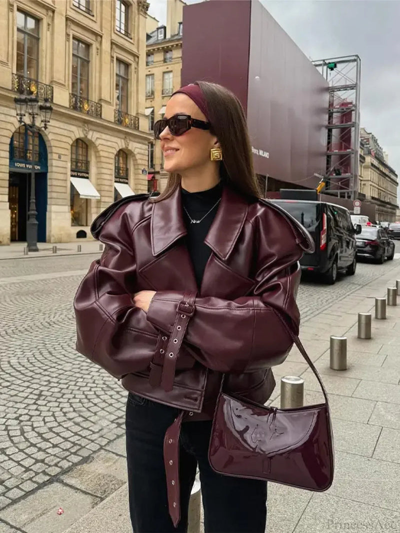 Pu Leather Double Zipper Coat