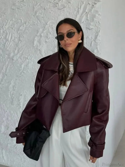 Pu Leather Double Zipper Coat