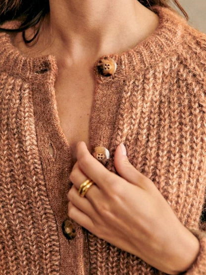 French Color Cardigan Plush Sweater