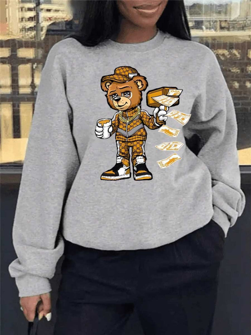 Cartoon Money Print Sweatshirt Ar50143
