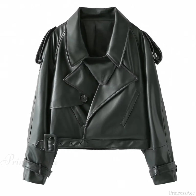 Red Leather Retro Moto Coat