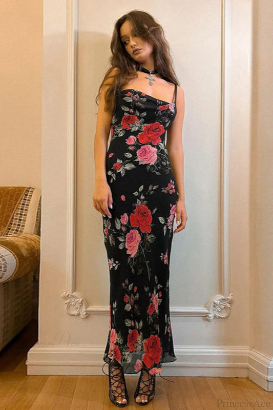 Retro Cami Fitted Bodycon Maxi Dress