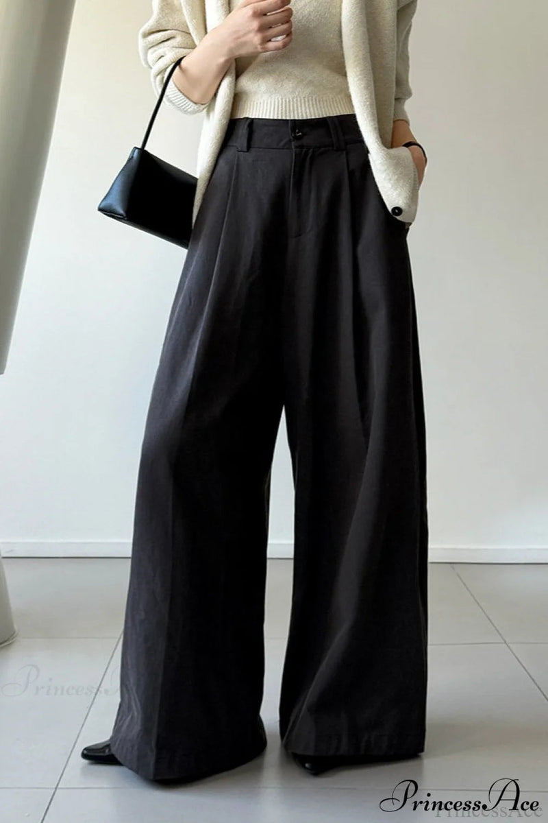 Retro Relaxed High-waisted Wide-leg Pants