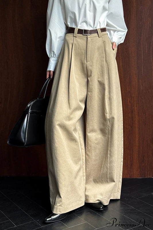 Retro Relaxed High-waisted Wide-leg Pants