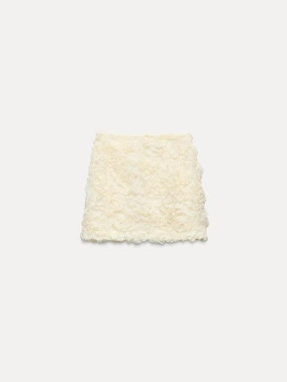 3d Flower Short Applique Skirt