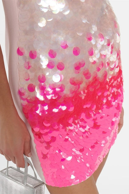 Riva Halter Gradient Sequins Mini Dress