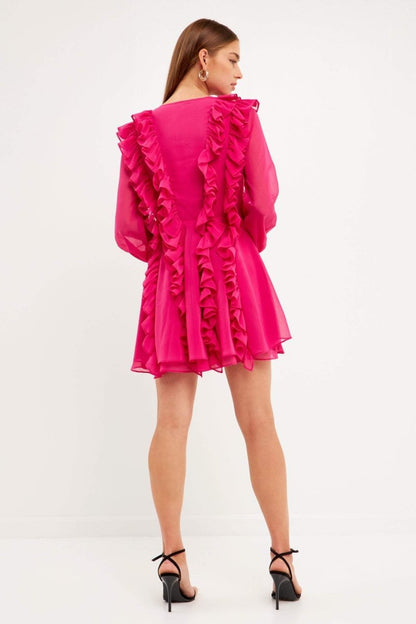 Rosalind Ruffle Tiered Lace Up A-line Mini Dress