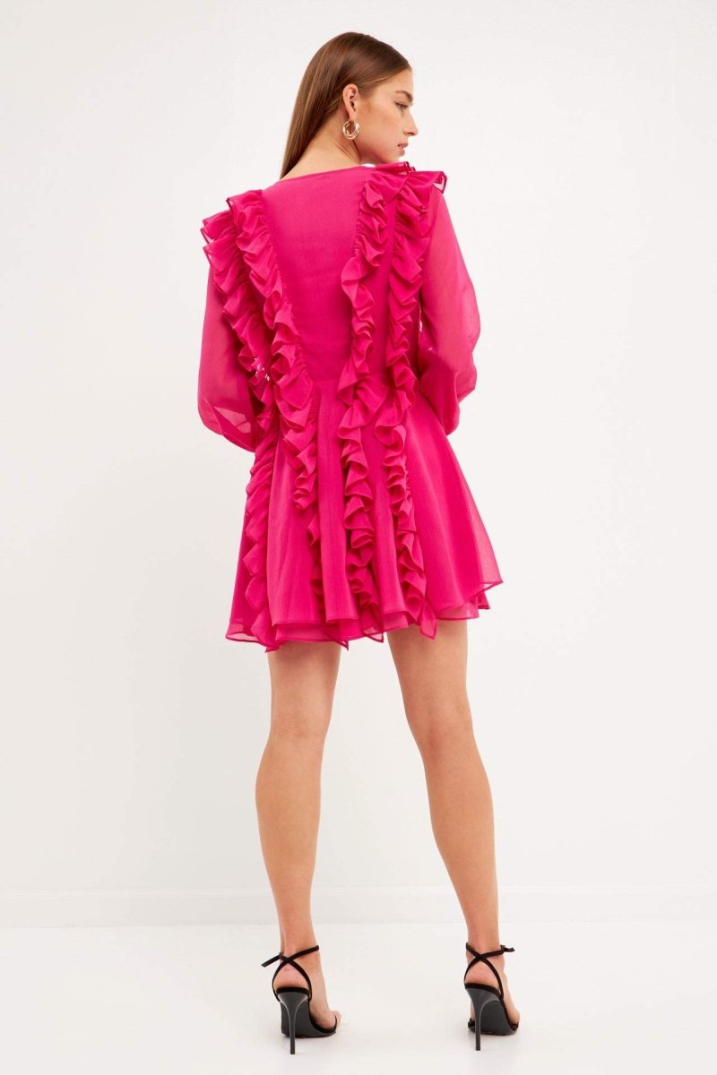 Rosalind Ruffle Tiered Lace Up A-line Mini Dress