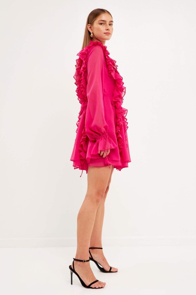 Rosalind Ruffle Tiered Lace Up A-line Mini Dress