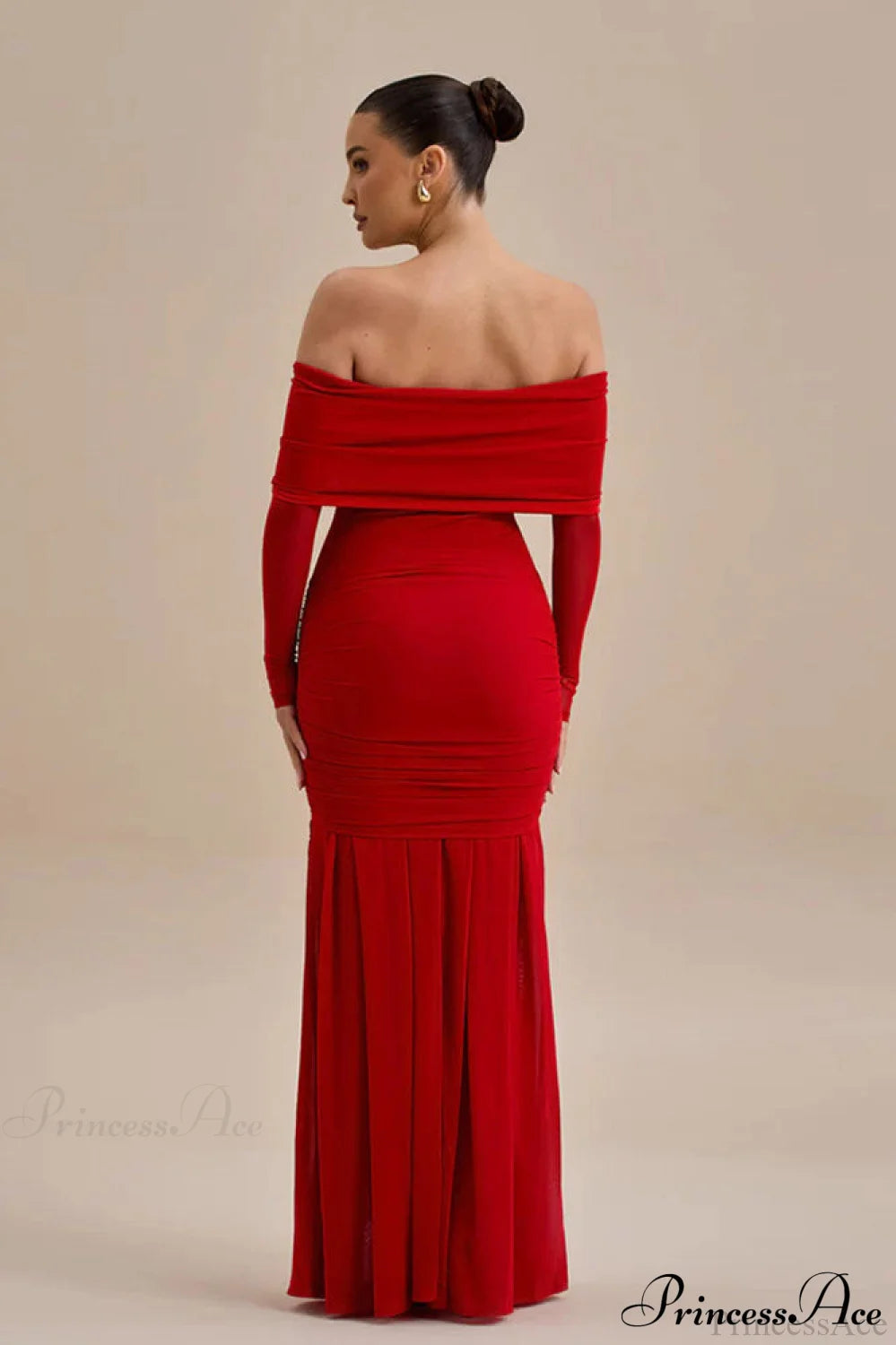 Ruched Off Shoulder Bodycon Maxi Dress