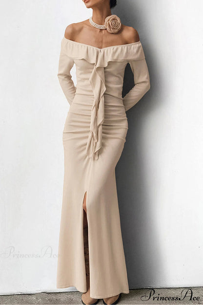 Ruffled Bandeau High End Split Mermaid Maxi Dress