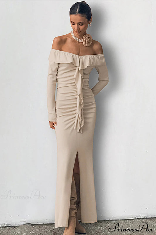 Ruffled Bandeau High End Split Mermaid Maxi Dress